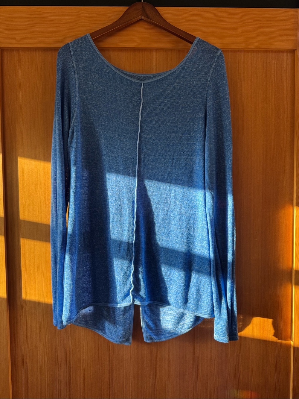 Hard Tail Blue Long-Sleeve Scoop Neck Top
